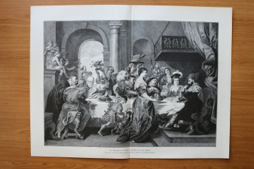 Holzstich Das Gastmahl des Herodes 1887 nach Gemälde von Peter Paul Rubens Kunst Künstler